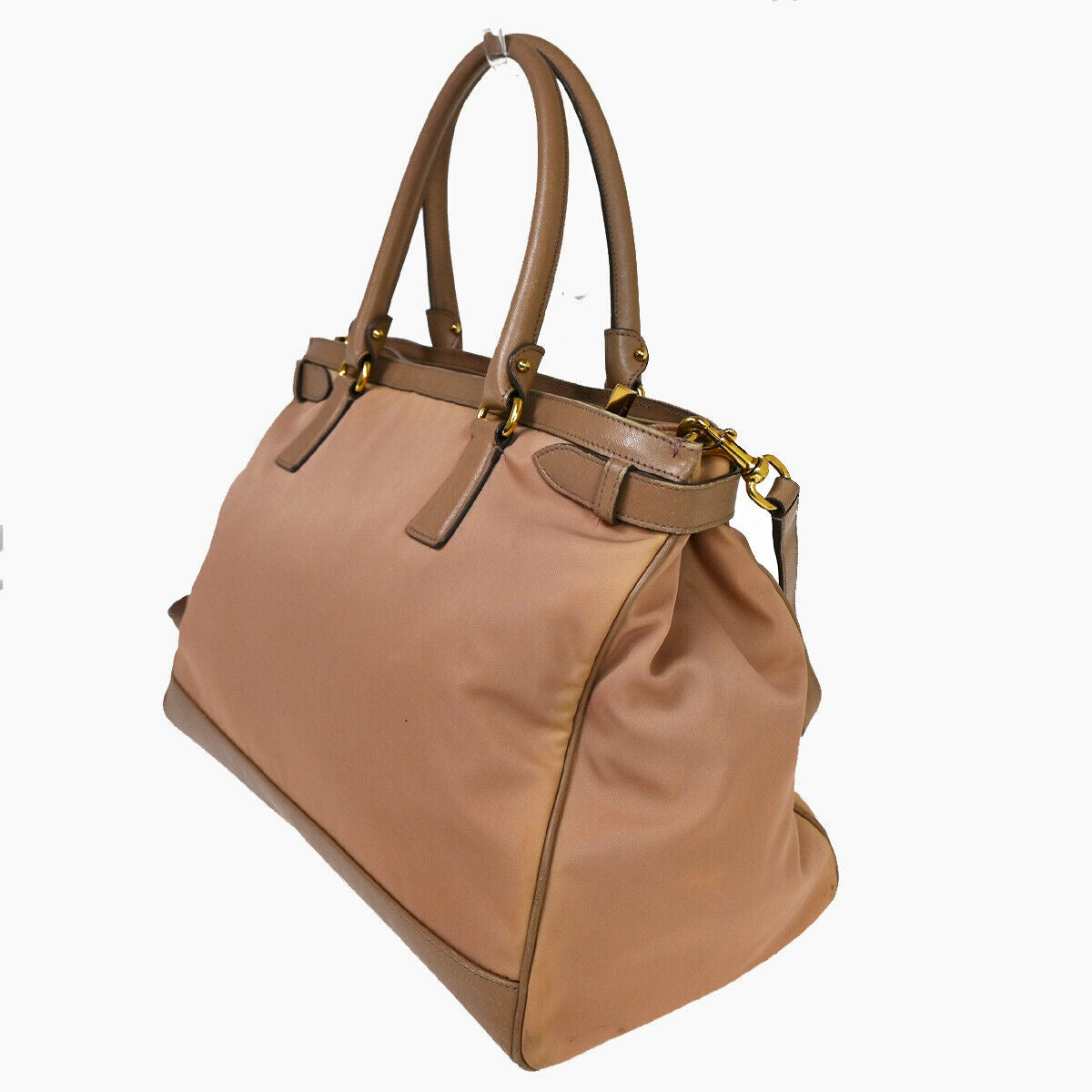 SALVATORE FERRAGAMO Gancini 2way Shoulder Bag Nylon Leather Pink Beige 66YE151