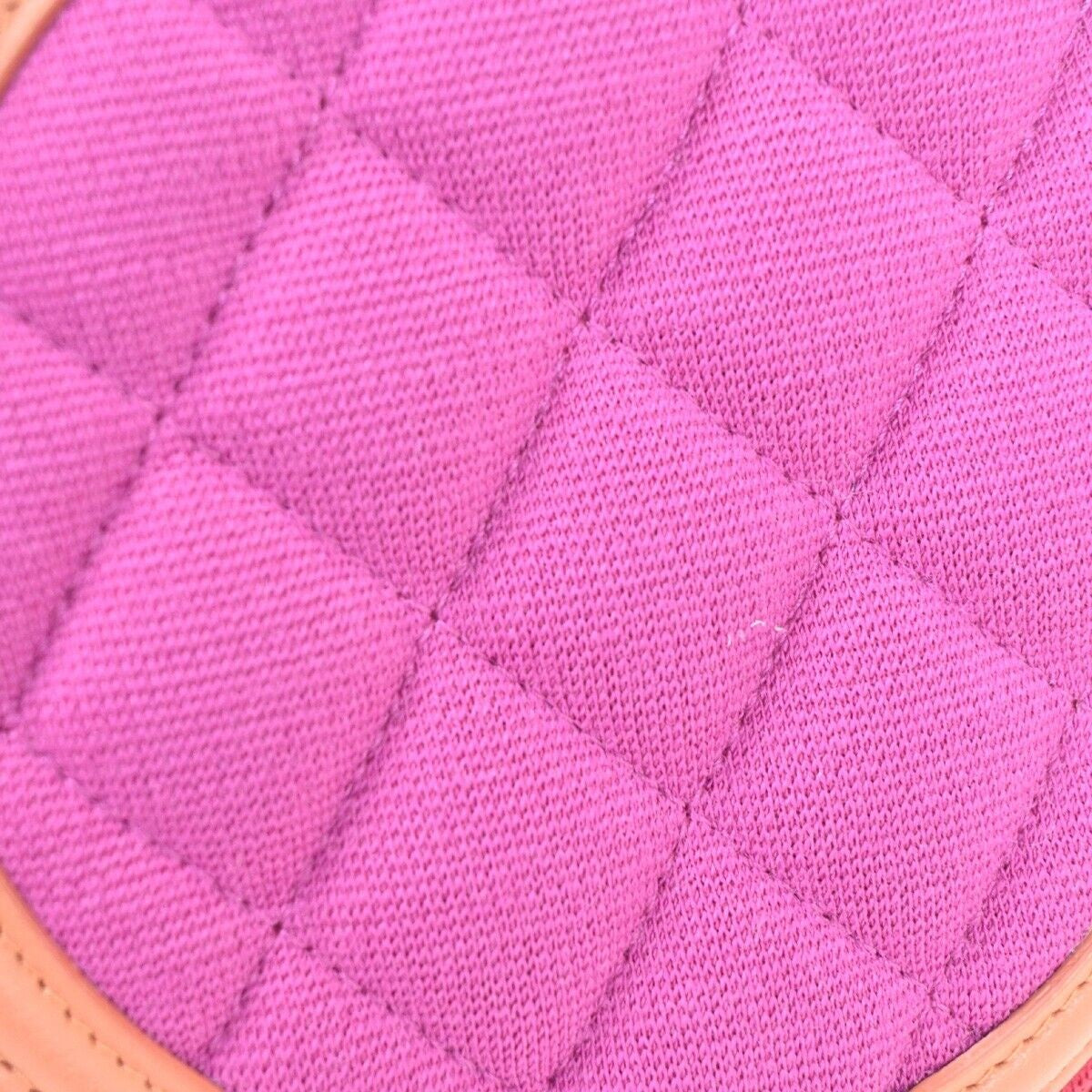 CHANEL CC Round Mini Chain Shoulder Bag Canvas Leather Red Magenta 377RH640