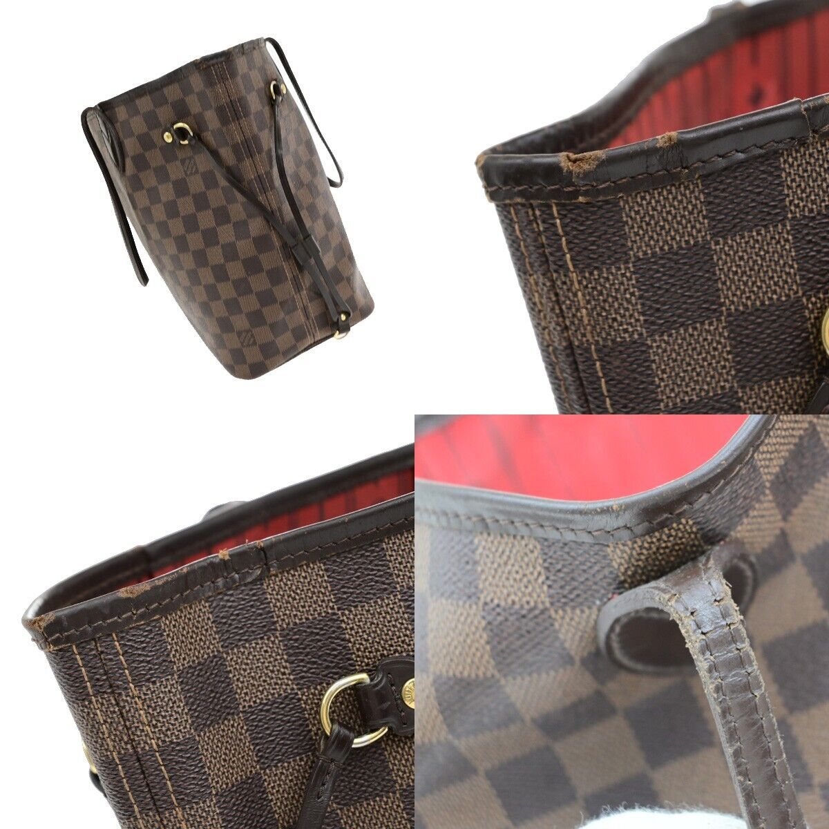 LOUIS VUITTON Neverfull MM Shoulder Tote Bag Damier Leather Brown N51105 13ED784