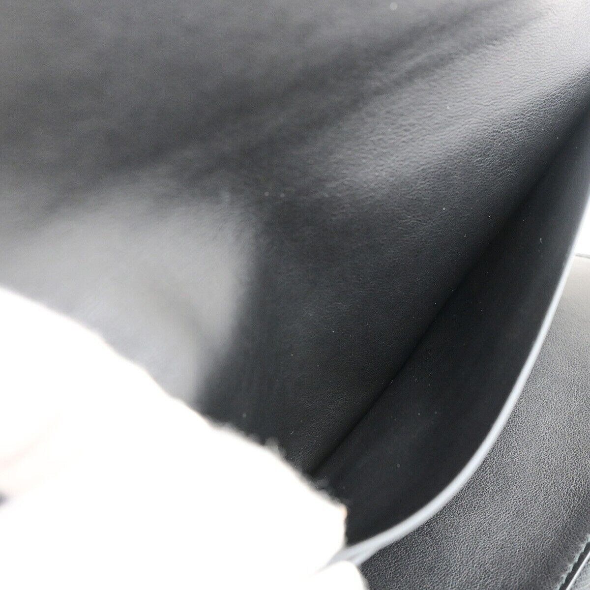 BOTTEGA VENETA Logo Long Trifold Wallet Leather Black Gold Italy 05EC051