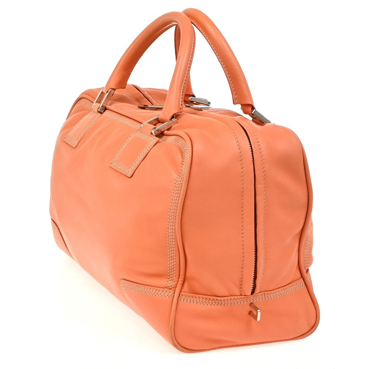 LOEWE Logo AMAZONA 36 Anagram Hand Bag Nappa Leather Orange SHW Spain 14RL980