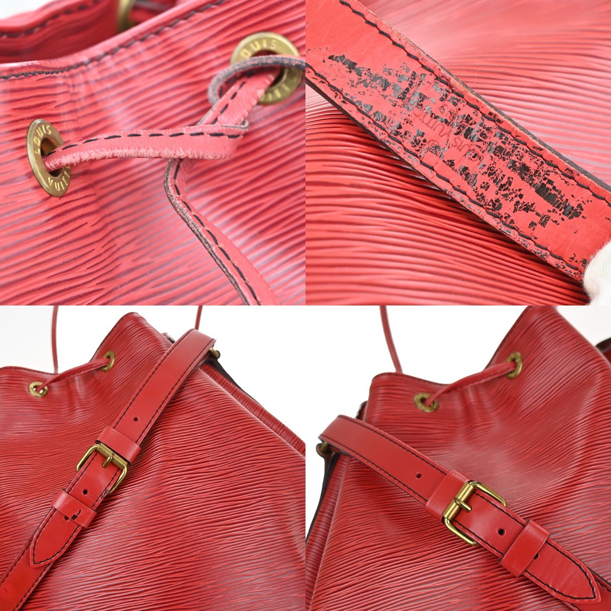LOUIS VUITTON Noe Drawstring Shoulder Bag Epi Leather Red France M44007 32KD029