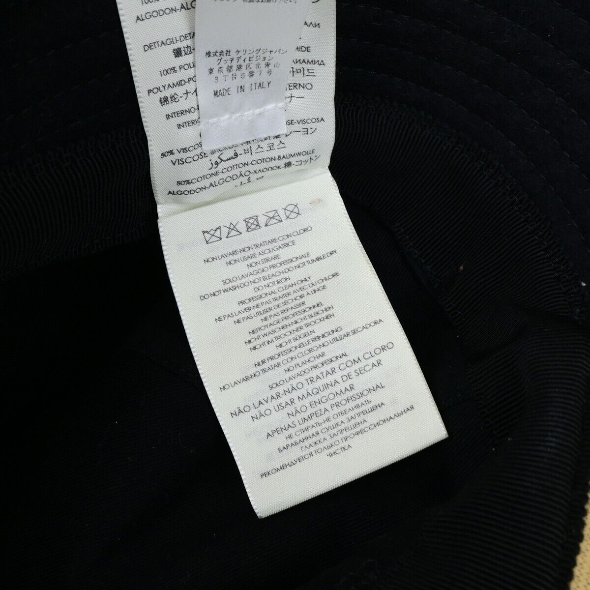 GUCCI GG Interlocking G Stripe Bucket Hat Side L Wool Black Italy 30YG358