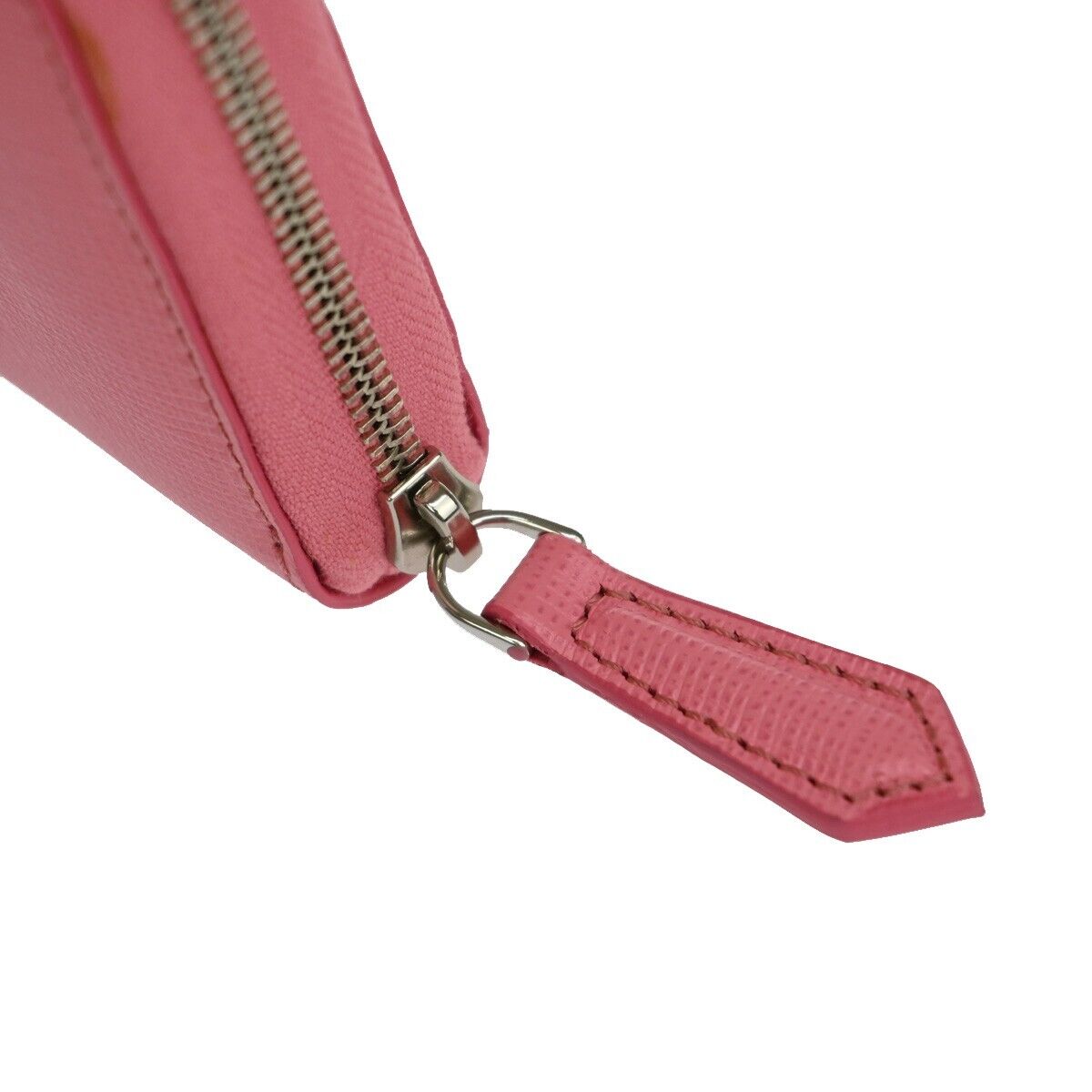 FENDI BAG BUGS Monster Zip Around Coin Wallet Leather Pink Silver Italy 64KA037