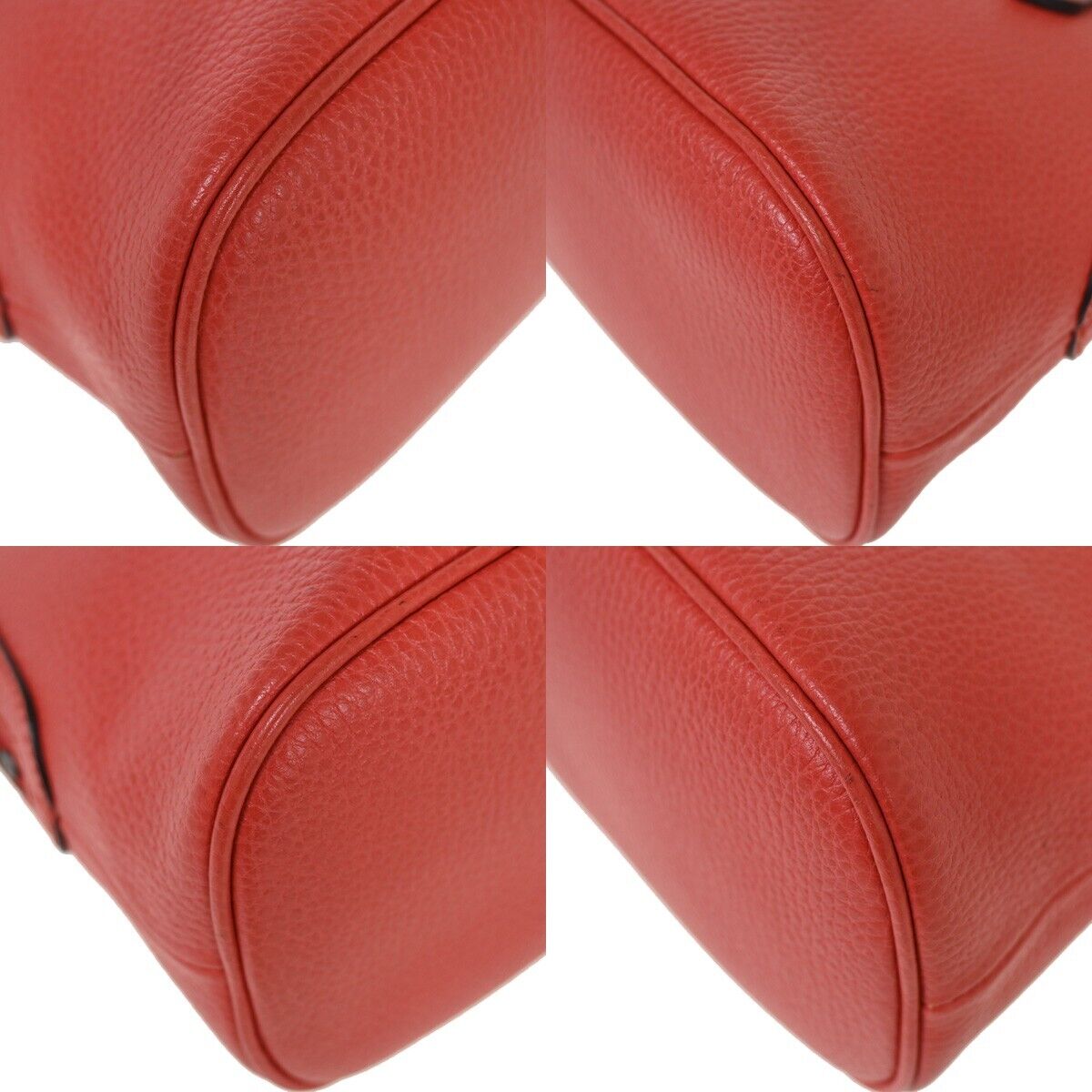 GUCCI Logo 2Way Shoulder Hand Bag Leather Red Silver Leather Italy 11HB885