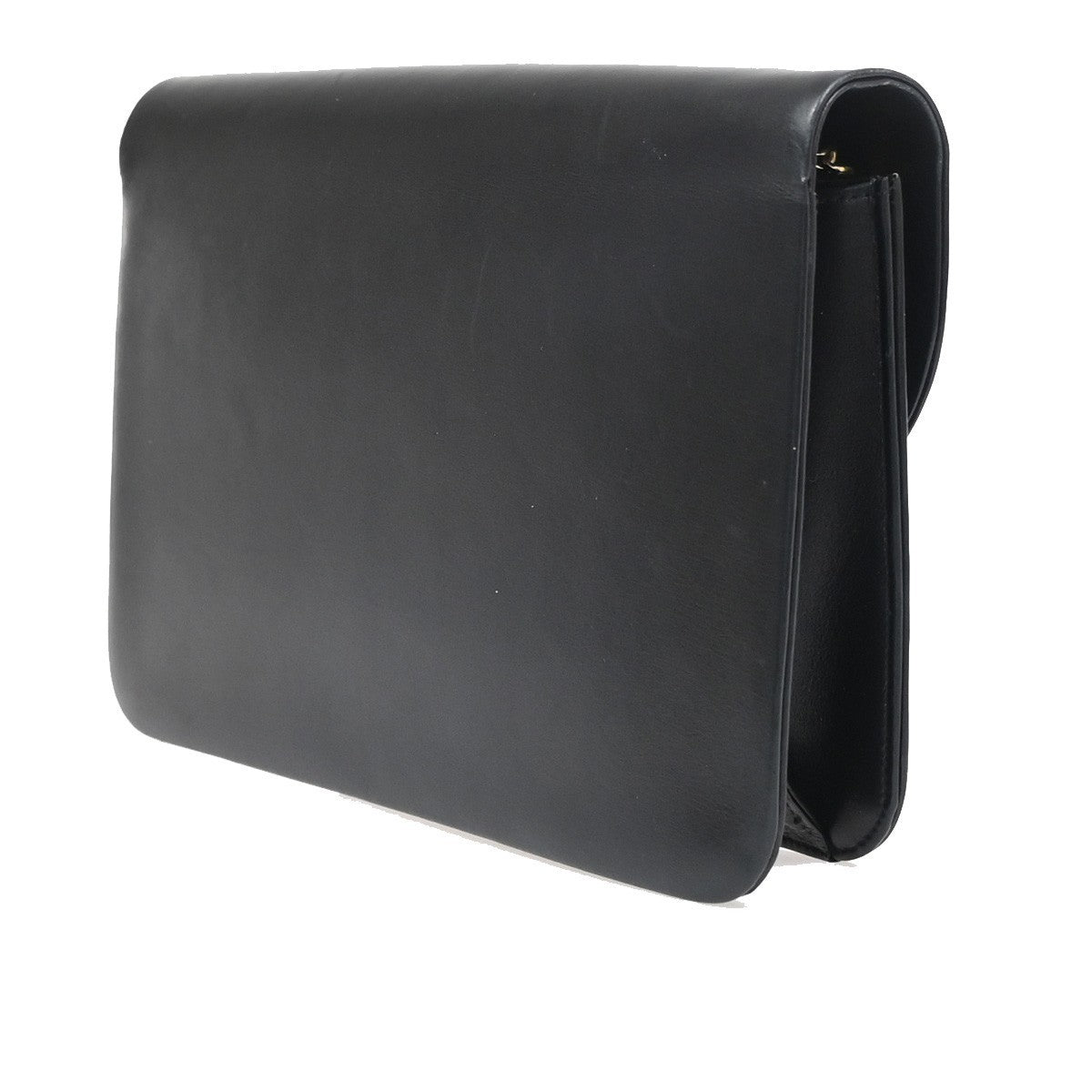 CHRISTIAN DIOR Logo Shoulder Bag Leather Black France GHW 31EG219