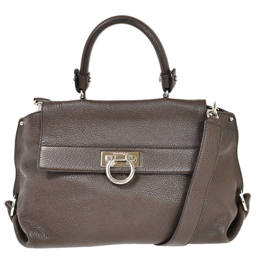 SALVATORE FERRAGAMO Sofia Gancini 2Way Shoulder Hand Bag Leather Brown 86YB961
