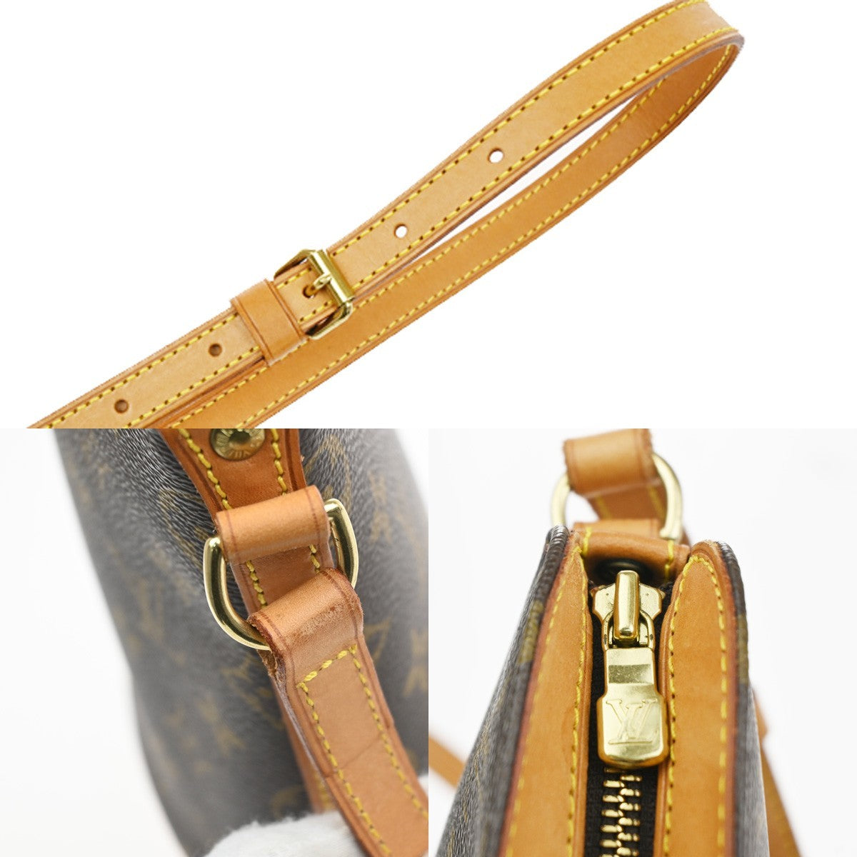 LOUIS VUITTON Logo Drouot Shoulder Bag Monogram Leather Brown M51290 77YH948