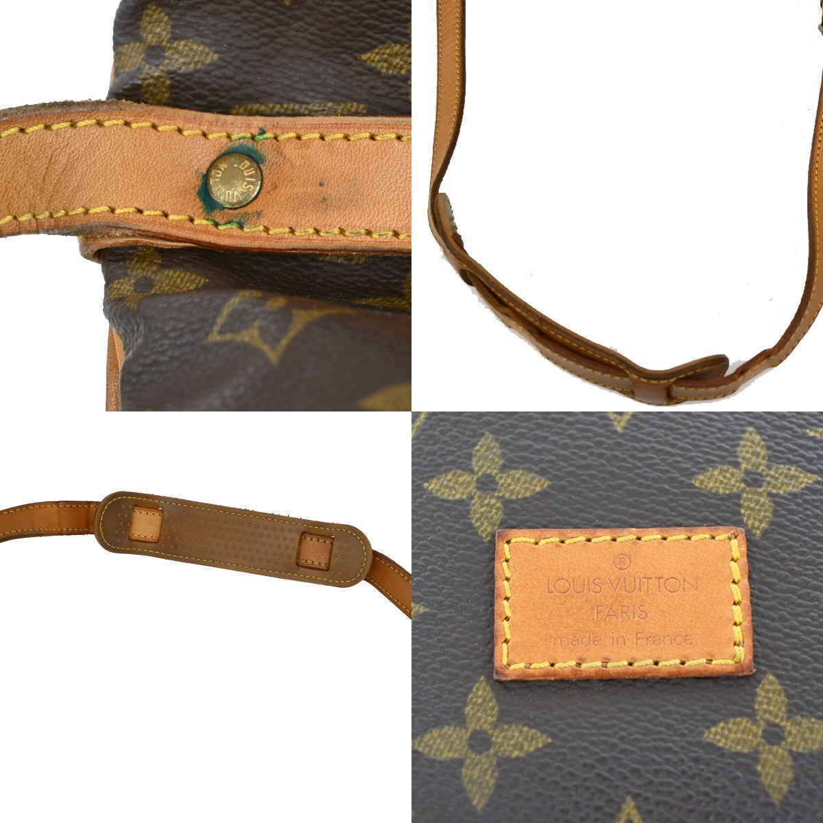 LOUIS VUITTON Logo Saumur 30 Shoulder Bag Monogram Leather Brown 73TA035