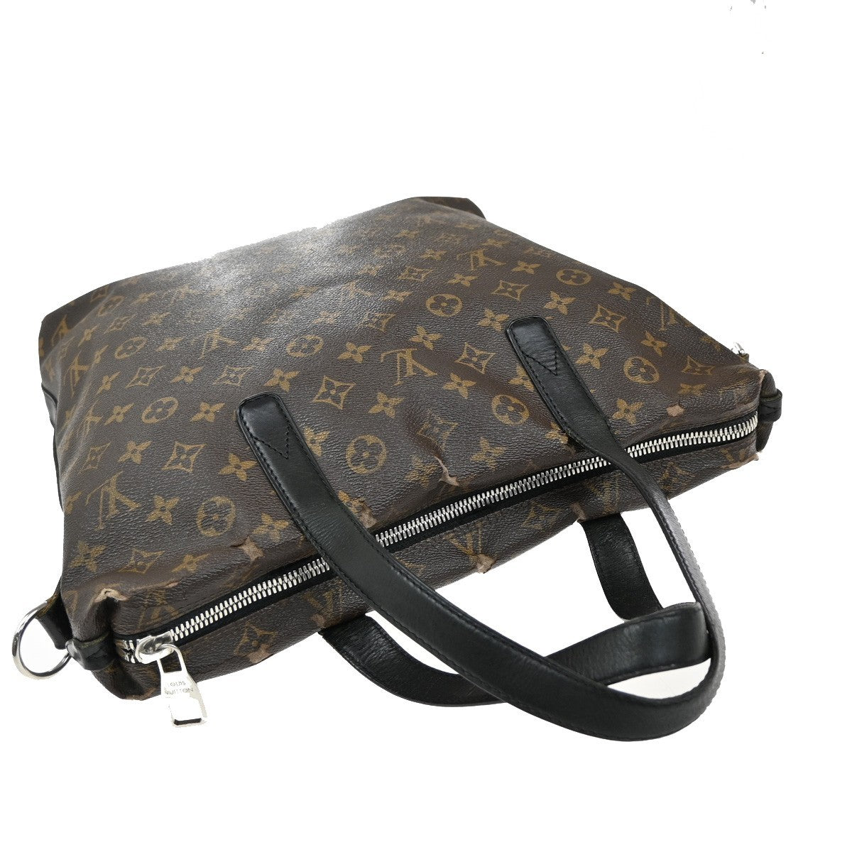 LOUIS VUITTON Kitan Hand Bag Monogram Macassar Leather Brown BK M40388 69KB449