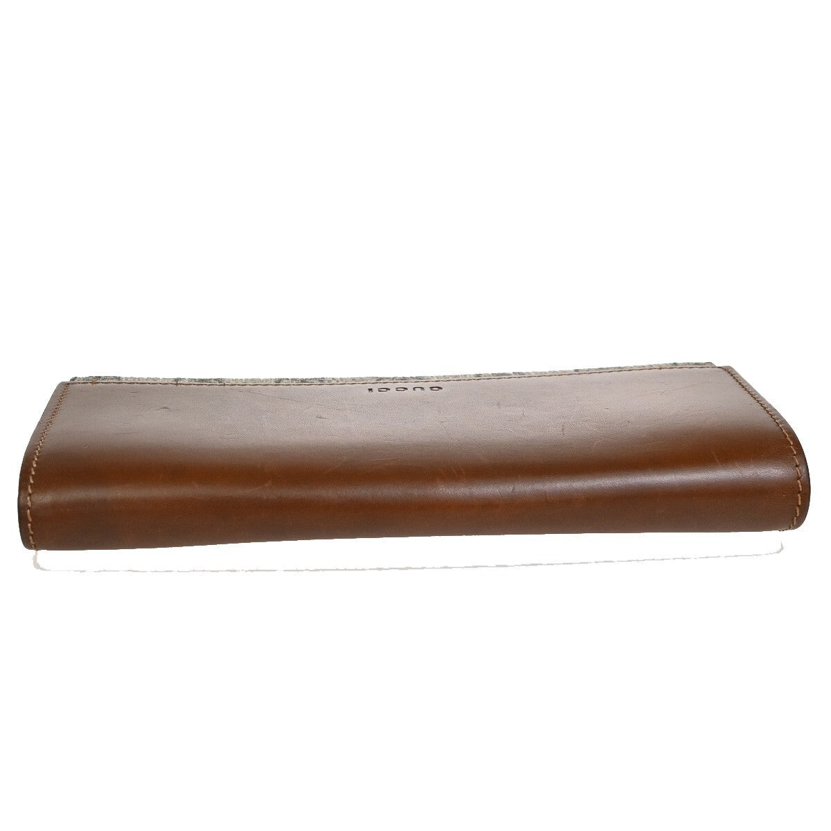 GUCCI Logo GG Pattern Long Bifold Wallet Supreme Leather Brown 62EE139