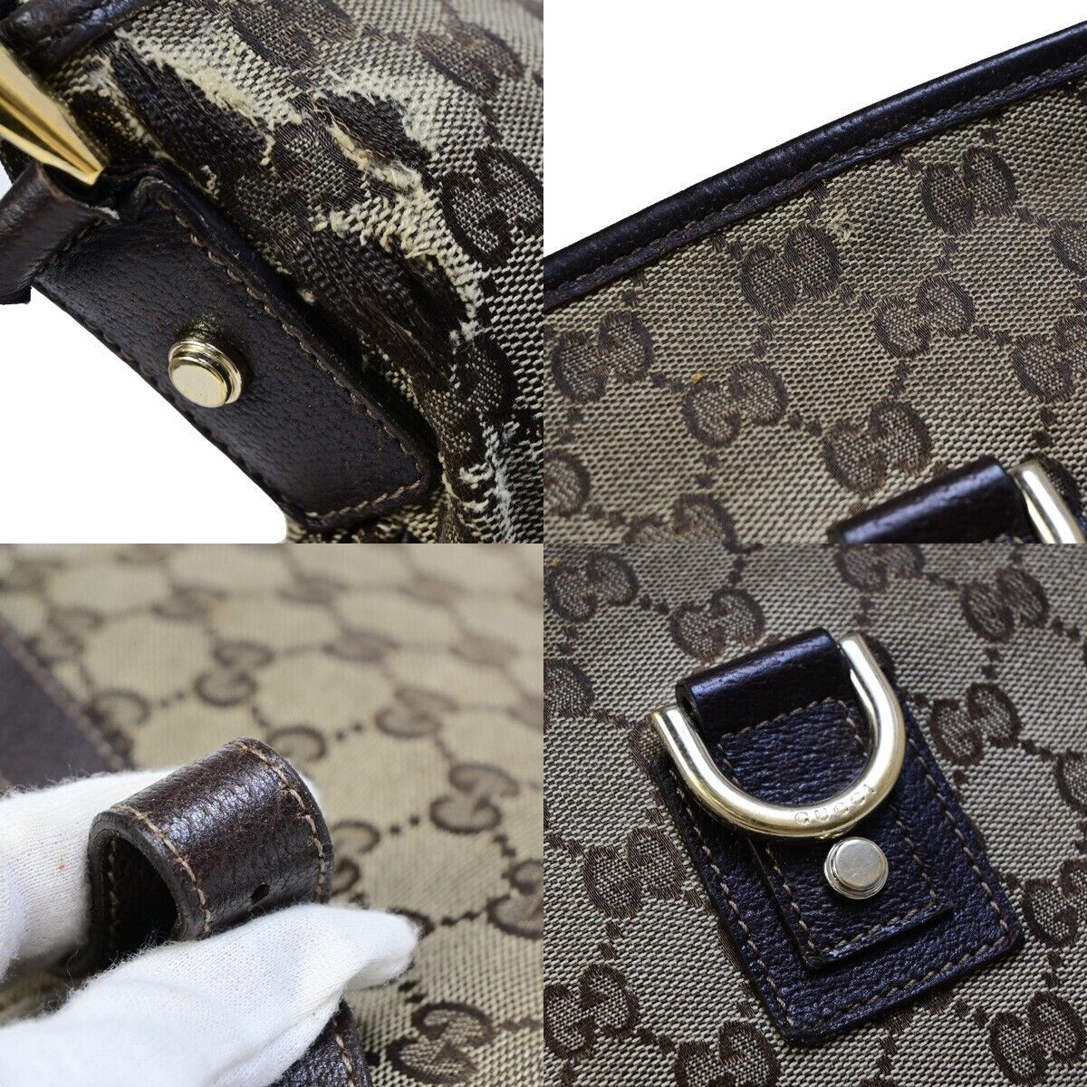 GUCCI Logo Abbey GG Pattern Crossbody Shoulder Bag Canvas Leather Brown 05EB591