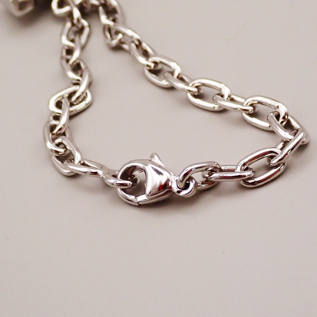 CARTIER 2C Logo Chain Bag Charm Key Ring Silver ACCESSORY 01EE505