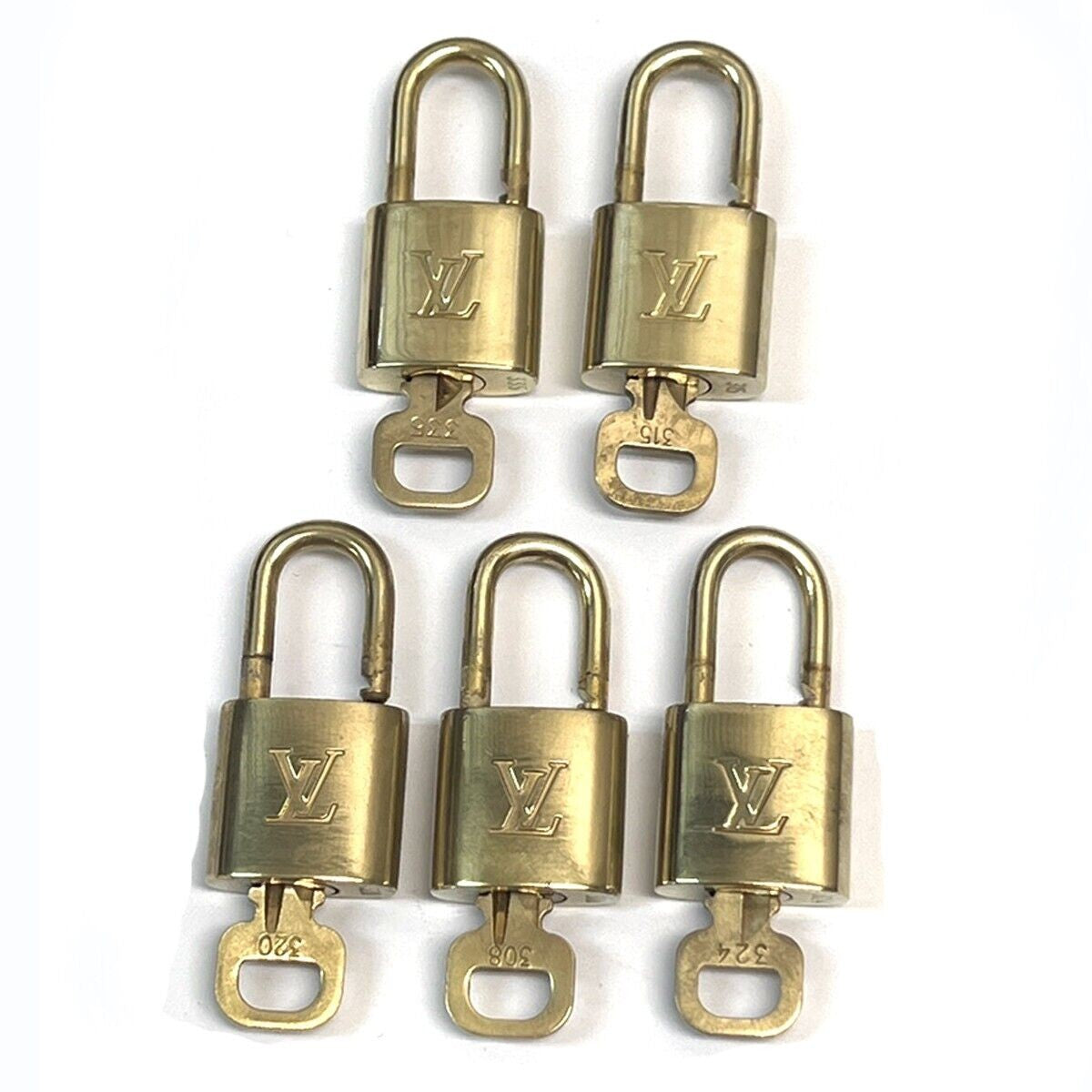 LOUIS VUITTON LV 10 SET PADLOCK KEY BAG CHARM CADENA GOLD PLATED FRANCE 64SH245