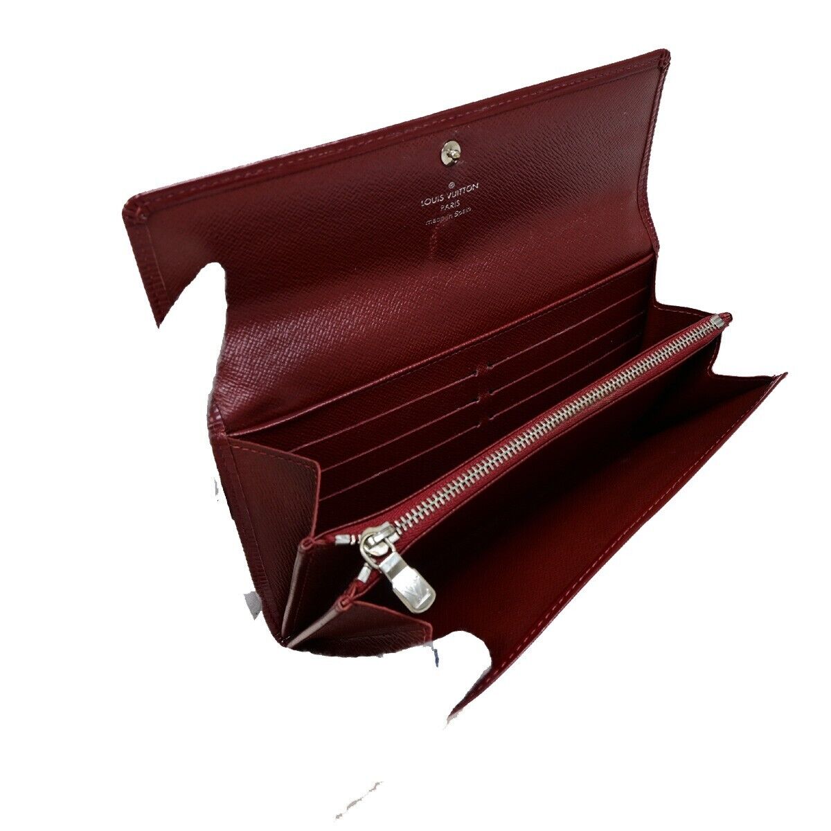 LOUIS VUITTON LV Logo 2 Set Bifold Long Wallet Epi Leather Red Ruby 61KA294