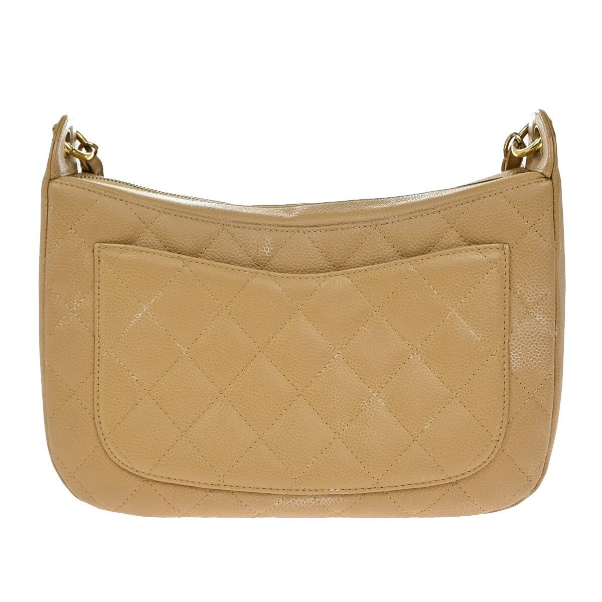 CHANEL Timeless CC Matelasse Chain Shoulder Bag Calfskin Leather Beige 813RF263