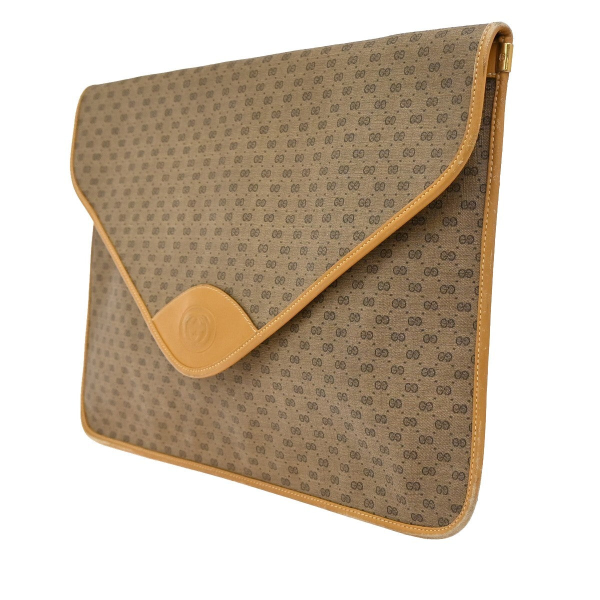 GUCCI Micro GG Pattern Clutch Hand Bag PVC Leather Brown Made In Italy 04EE282