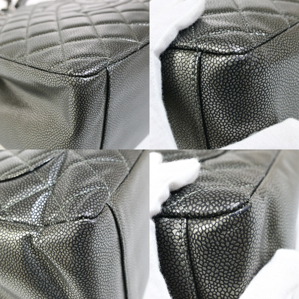 CHANEL CC Logo GST Chain Shoulder Bag Caviar Skin Leather Gray SHW 842RJ900