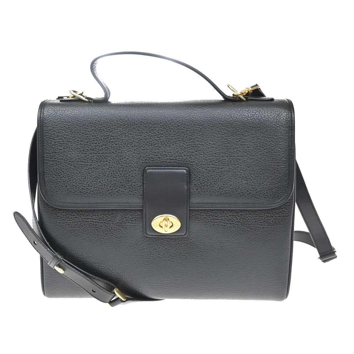 GUCCI Logo 2Way Shoulder Hand Bag Leather Black GHW Italy 12YJ154