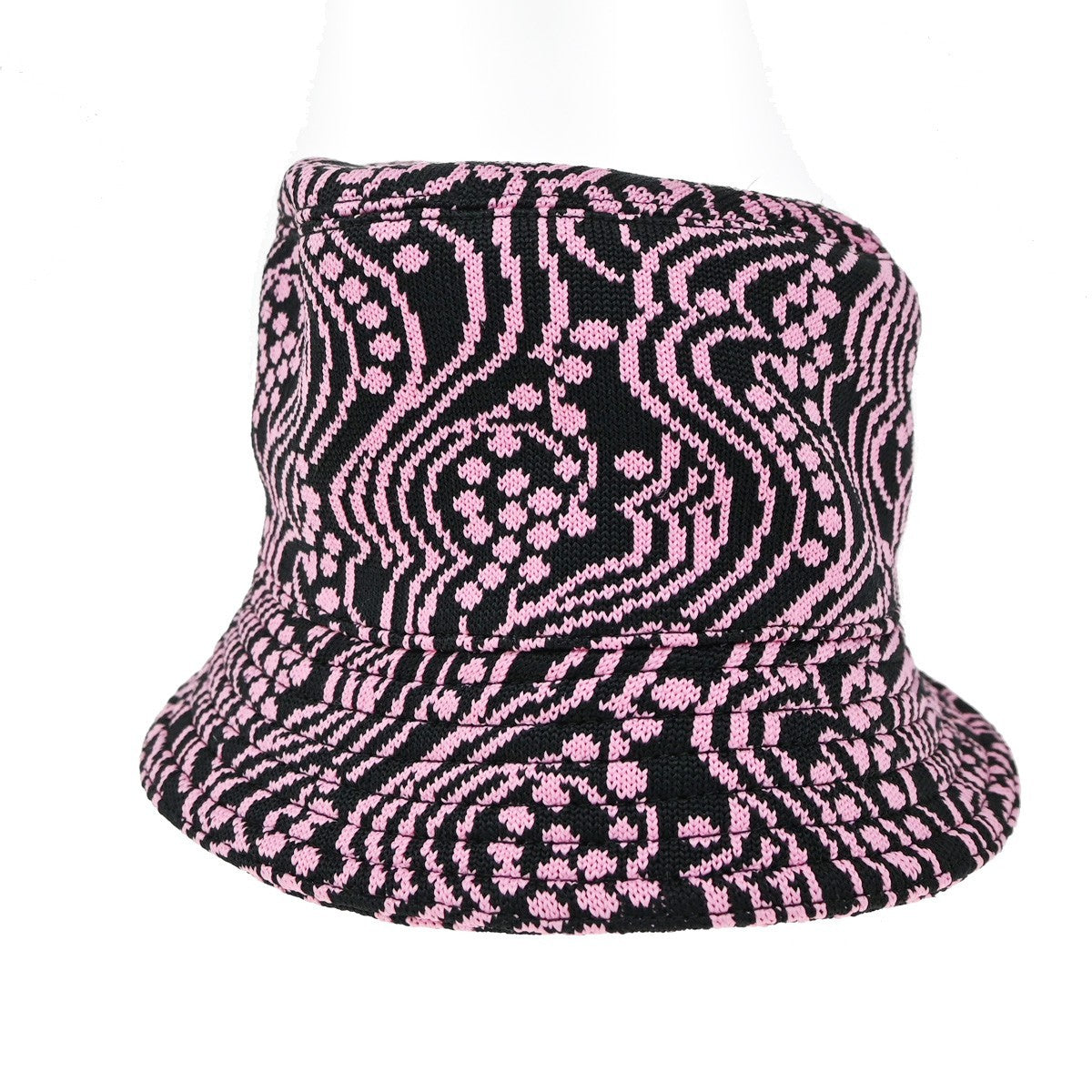 PRADA Logo Bucket Hat Size S Jacquard Pink Black Italy 80KB484