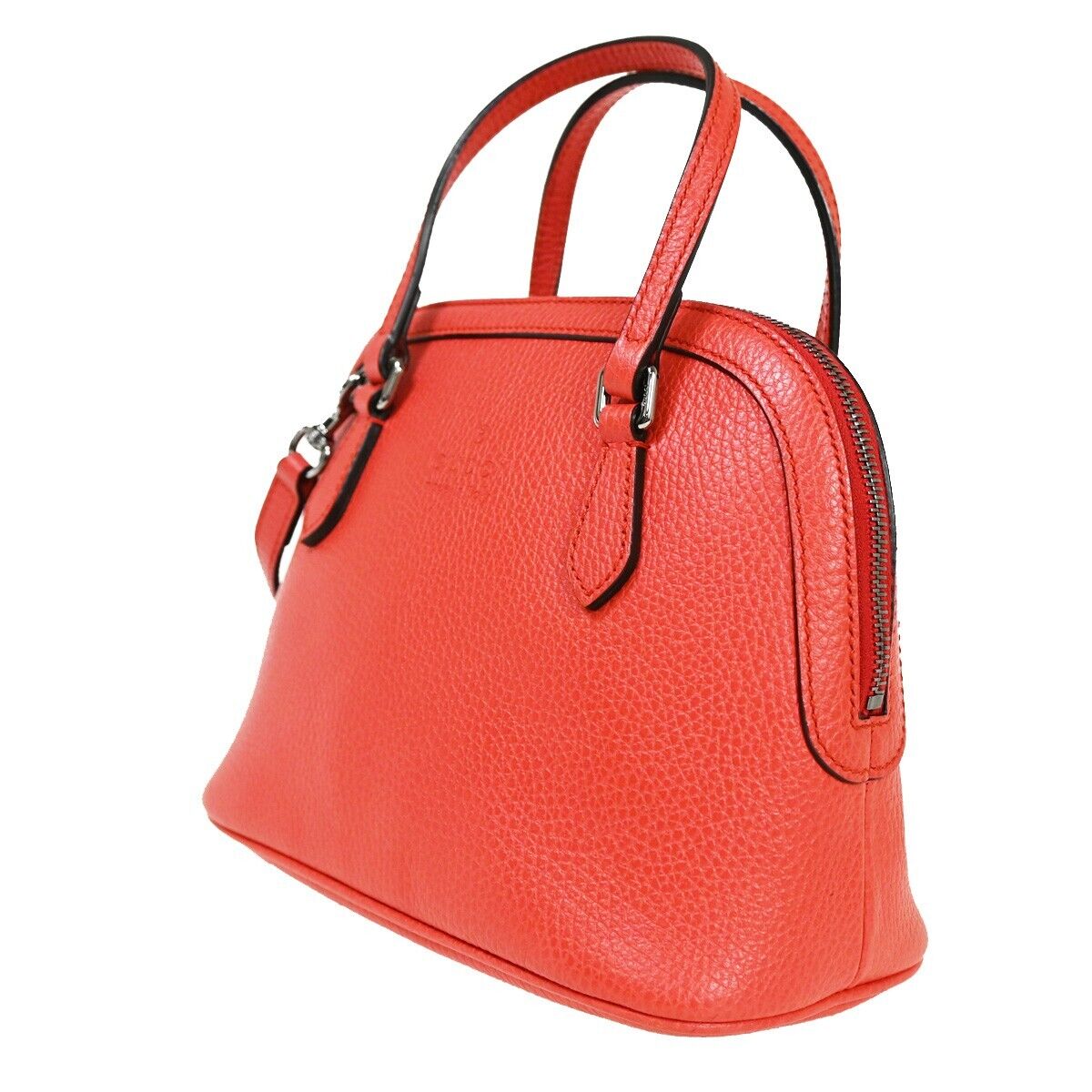GUCCI Logo 2Way Shoulder Hand Bag Leather Red Silver Leather Italy 11HB885