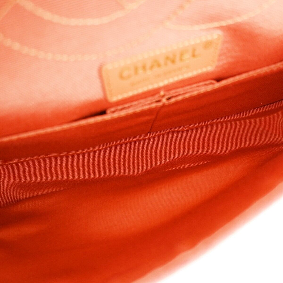 CHANEL Logo 2.55 Double Flap Chain Shoulder Bag Canvas Leather Pink GHW 314RJ738