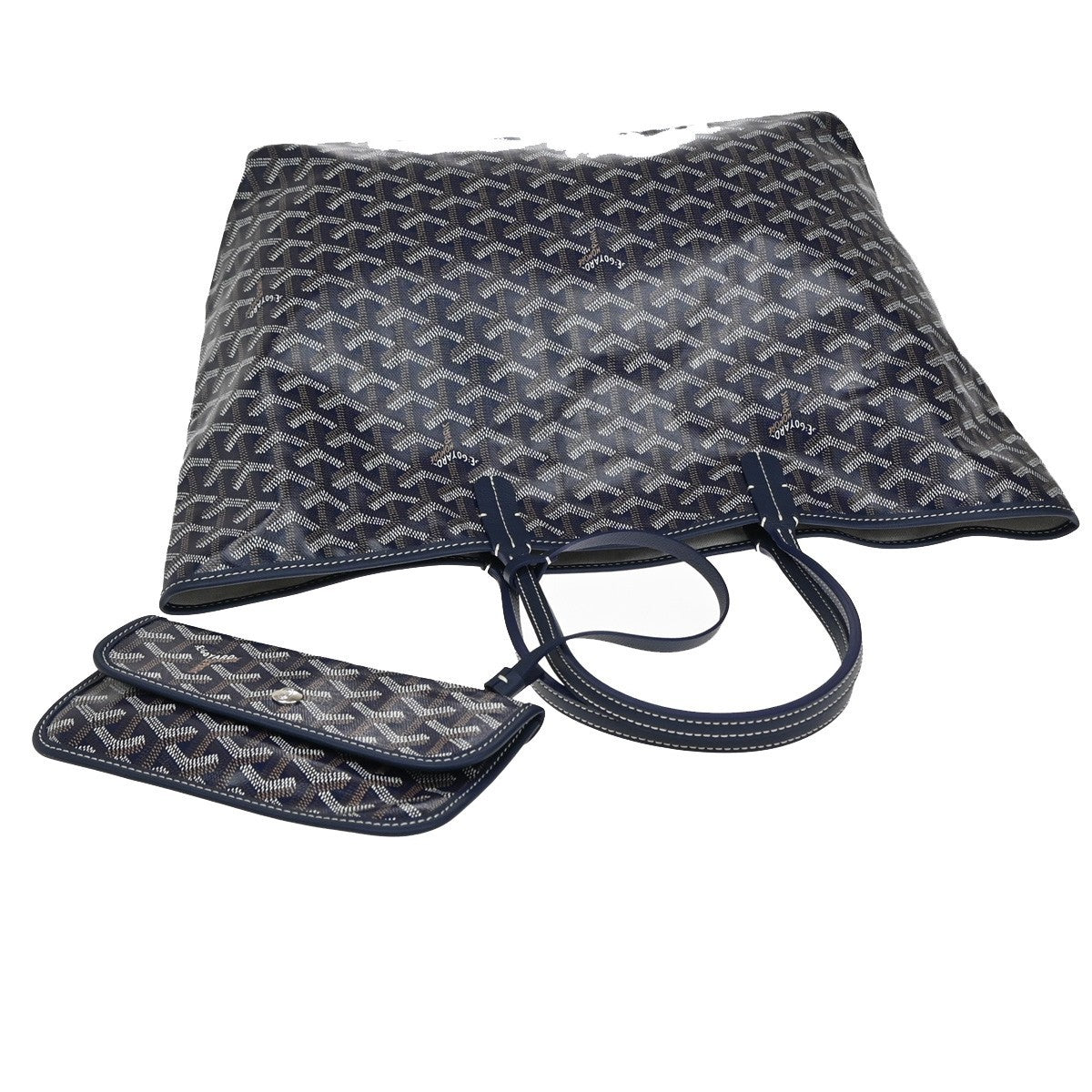 GOYARD Logo Saint Louis Small Shoulder Tote Bag Pouch Canvas Leather BE 357LC557