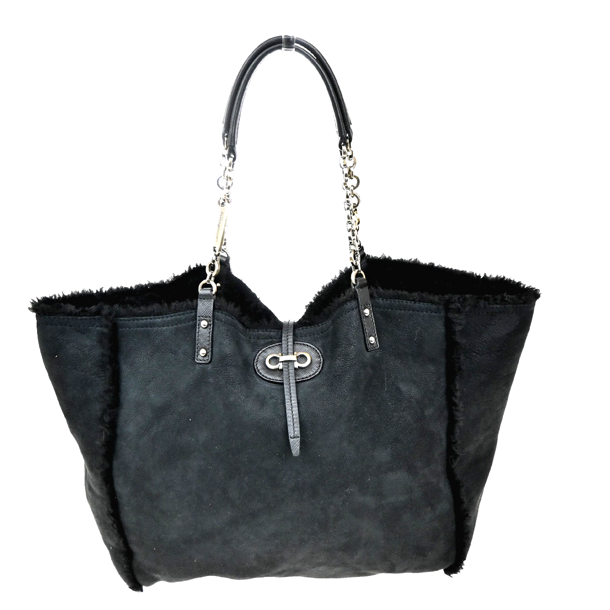 SALVATORE FERRAGAMO Reversible Gancini Shoulder Bag Fur Leather BK GHW 65RL685