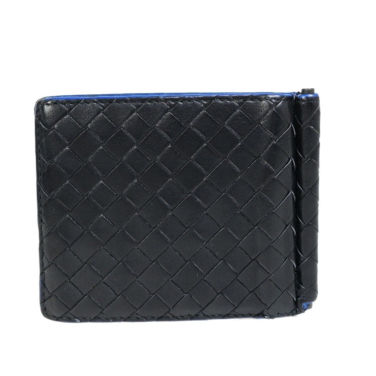 BOTTEGA VENETA Logo Intrecciato Bifold Compact Wallet Leather Black 08EC202