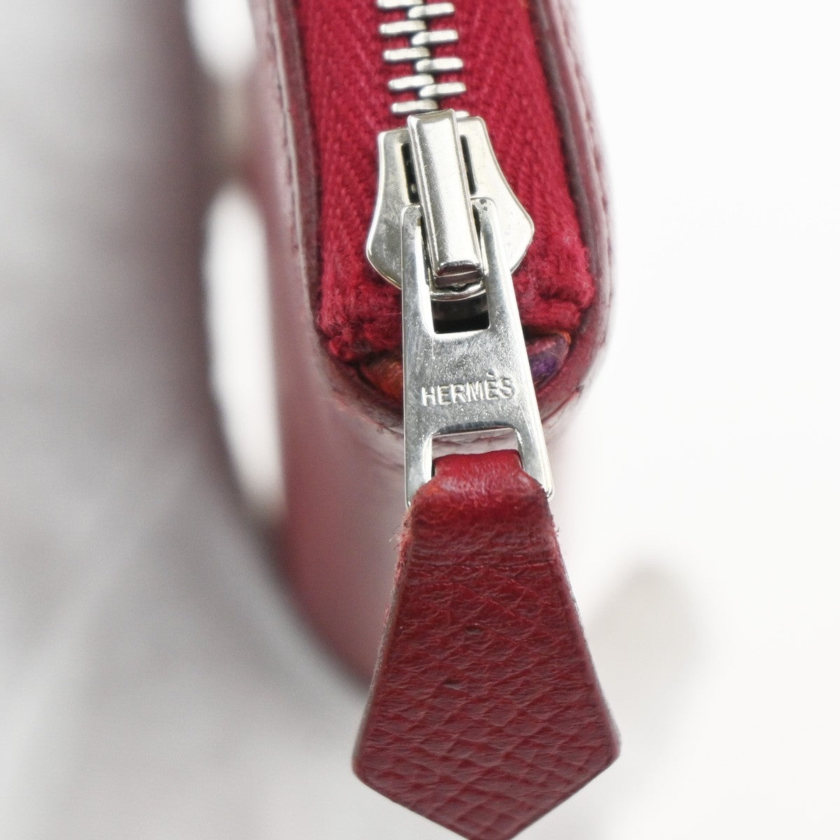 HERMES Azap Silk In Long Wallet Epsom Leather Red SHW France 35KC599