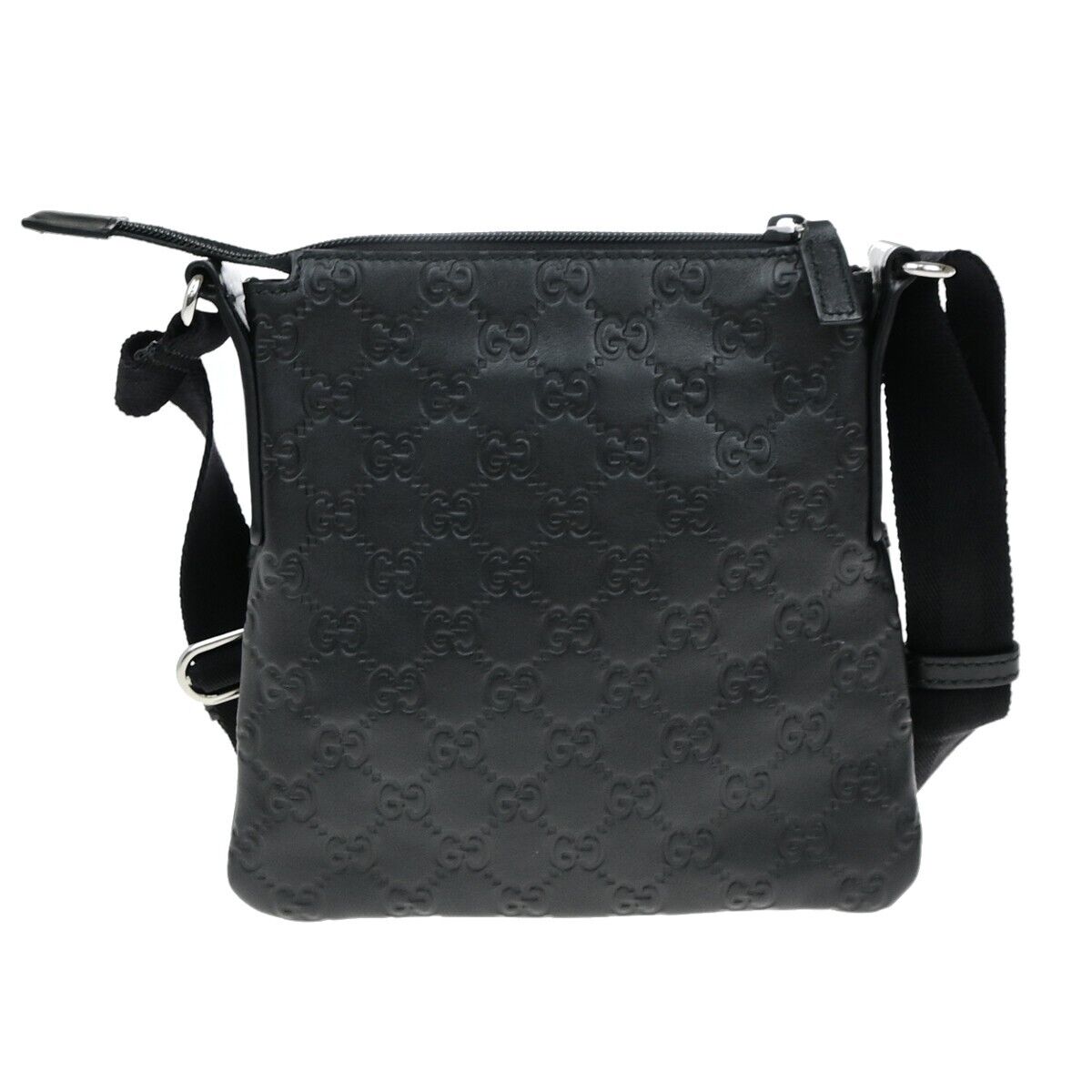 GUCCI Logo Guccissima GG Pattern Mini Shoulder Bag Leather Black Italy 12RF223