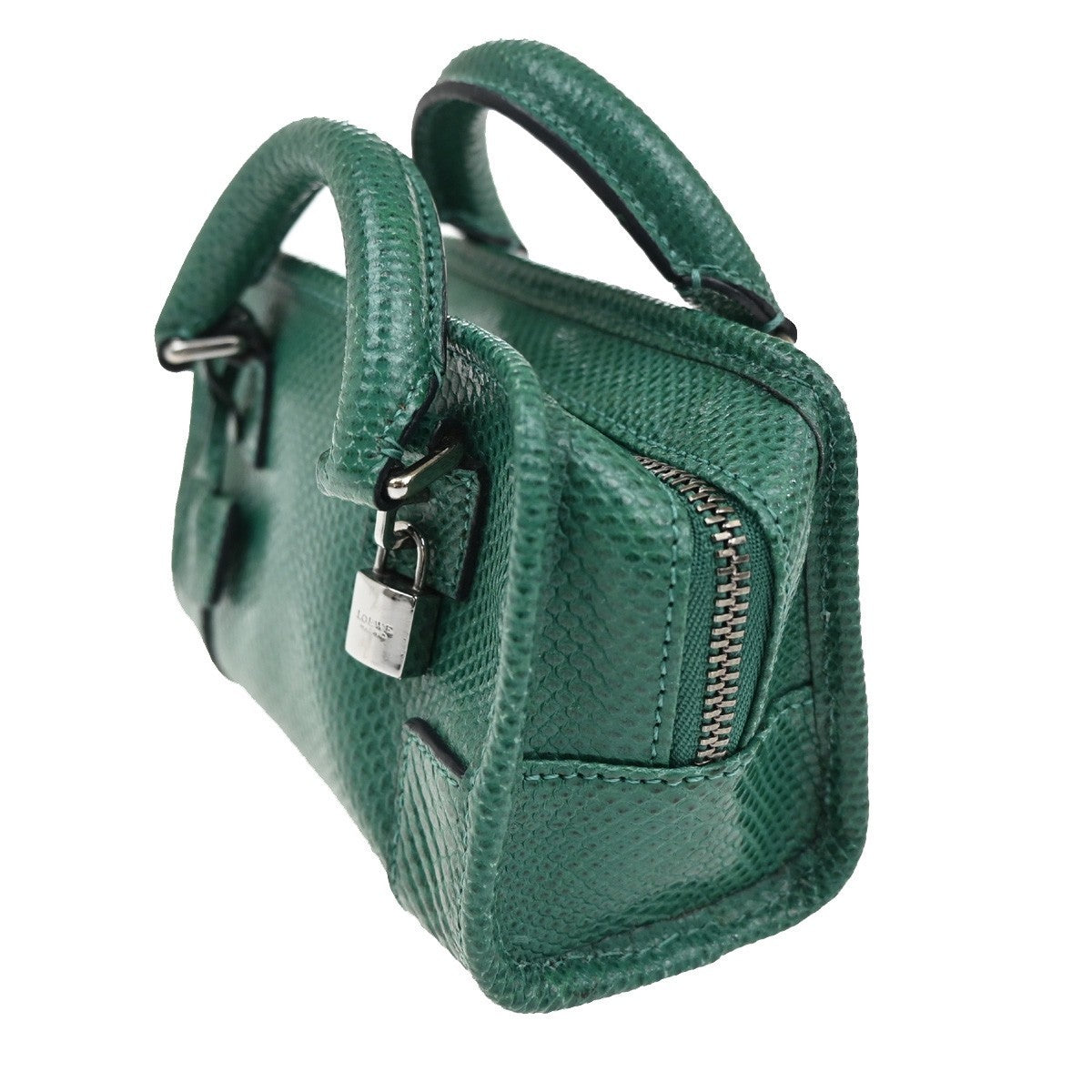 LOEWE Logo Micro Shoulder Bag Embossing Leather Green SHW Spain 98RL620
