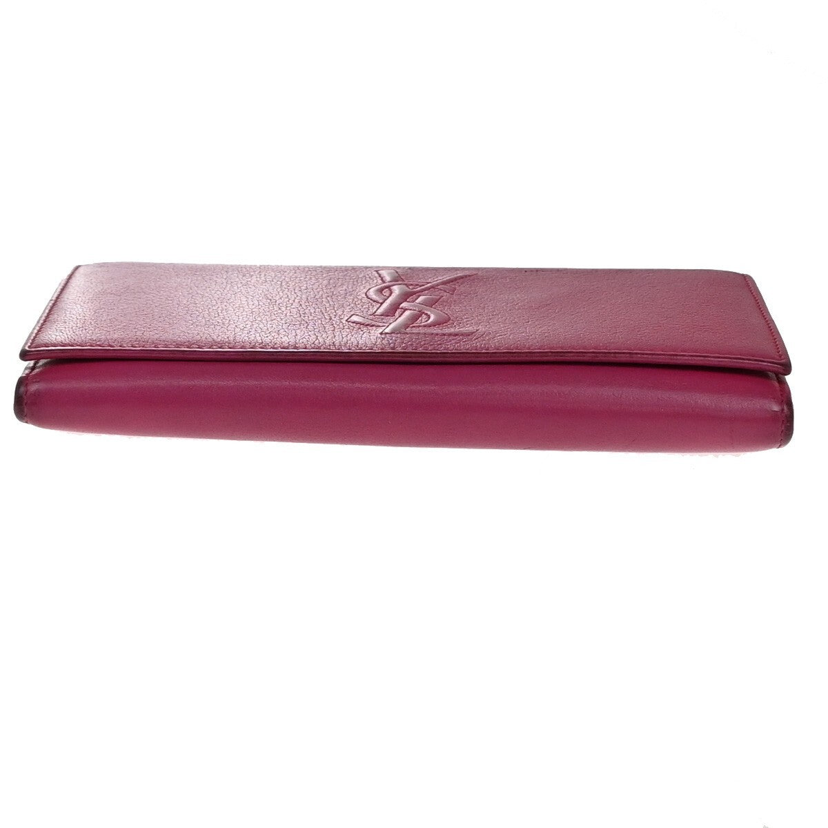 YVES SAINT LAURENT YSL Logo Long Zipper Wallet Leather Pink 66EE518