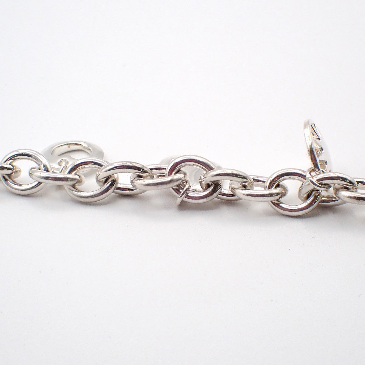 Tiffany & Co. Logo Stencil Charm Bracelet Silver 925 33EG105