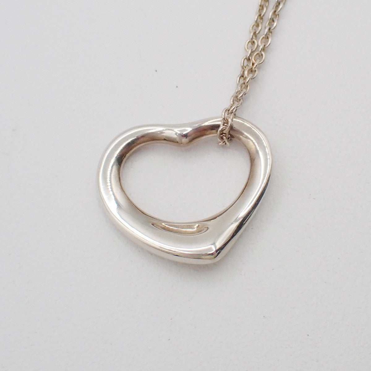 TIFFANY & CO. Logo Open Heart 16mm Chain Necklace Silver AG925 02EG156