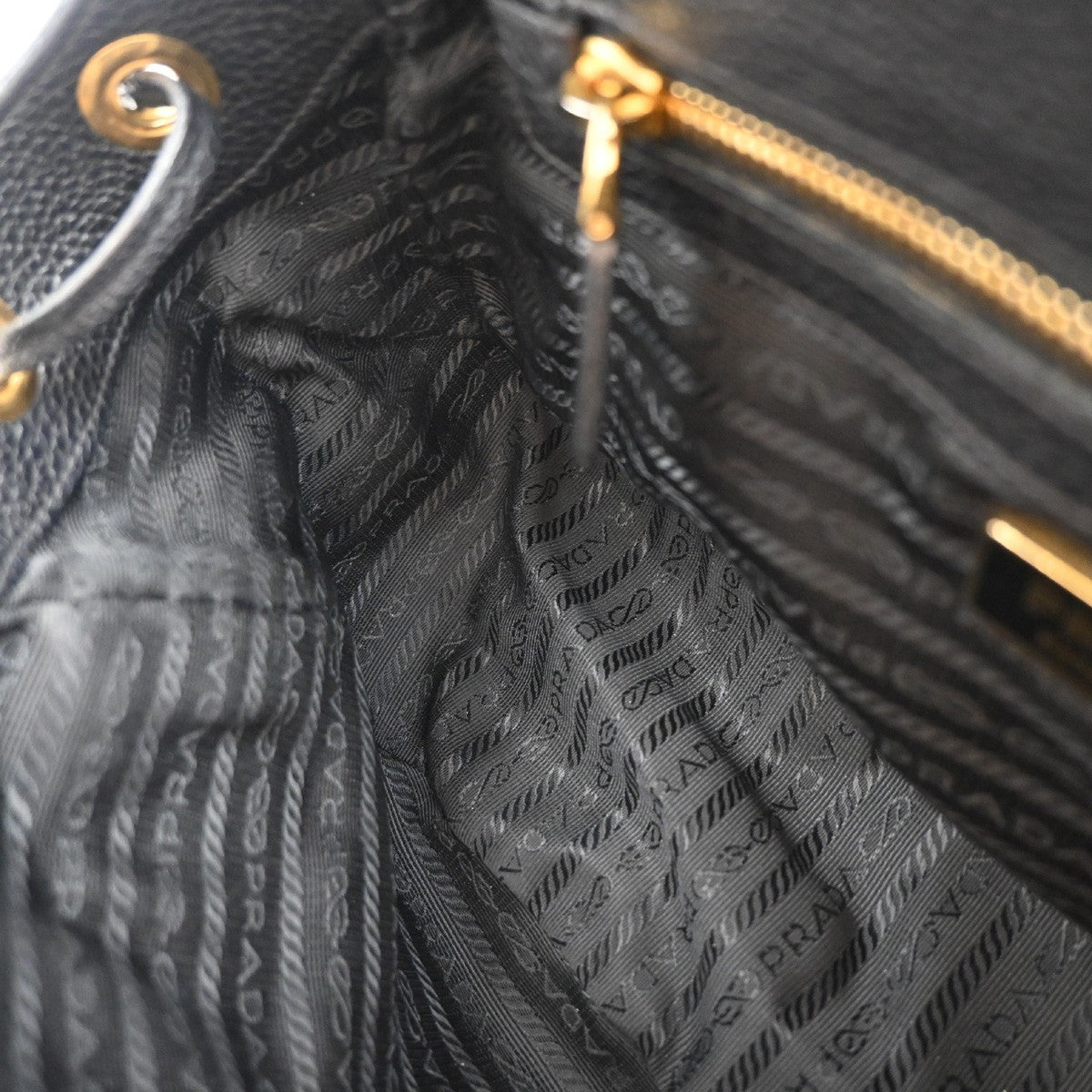 PRADA Logo Shoulder Hand Bag Leather Black GHW 76KP396