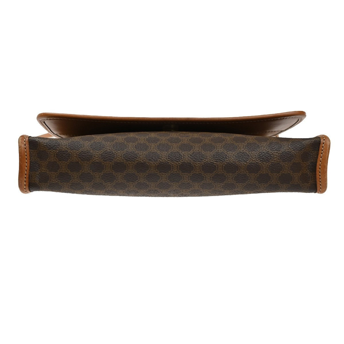 CELINE Logo Macadam Pattern 2Way Shoulder Clutch PVC Leather Brown Italy 30CA499