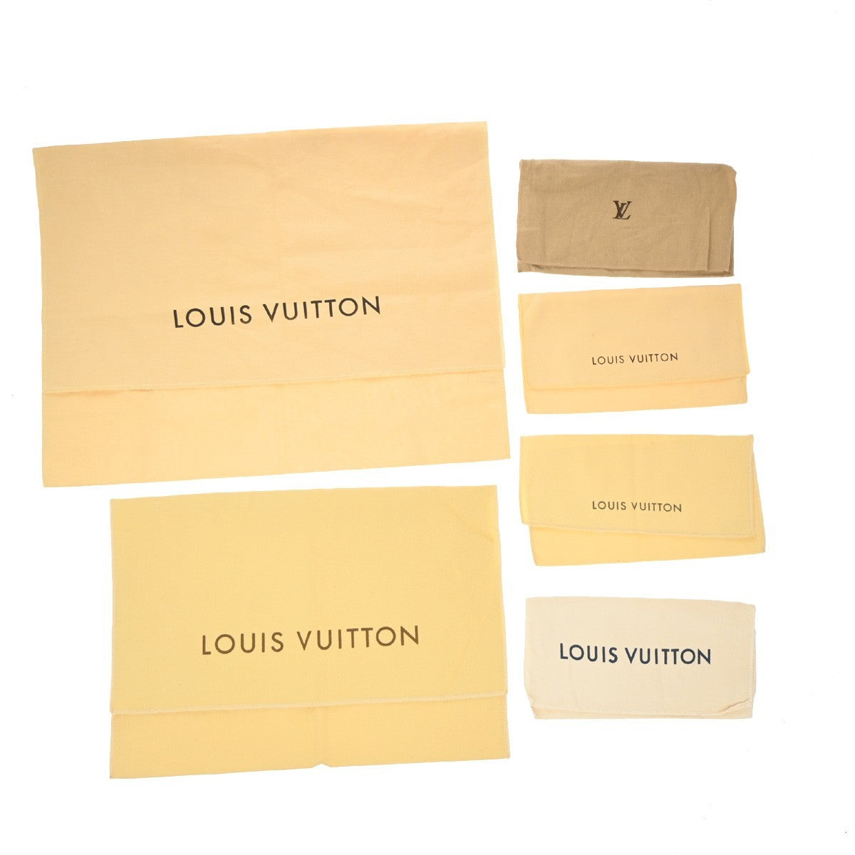 LOUIS VUITTON Logo 10 Set Dust Bag Drawstring Canvas Cotton Beige Brown 09EF812