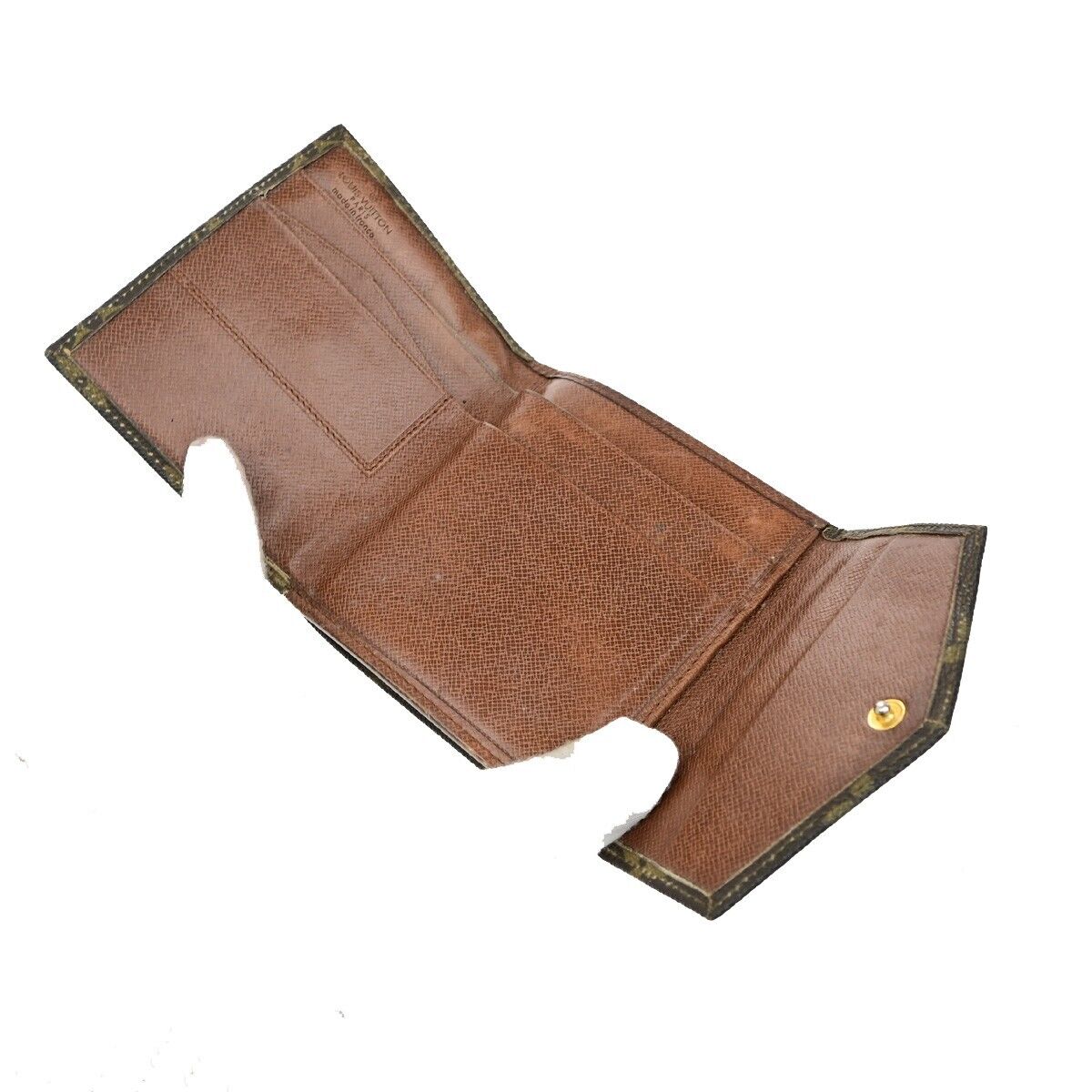LOUIS VUITTON LV Logo 2 Set Bifold Wallet Monogram Leather Brown 01ED973