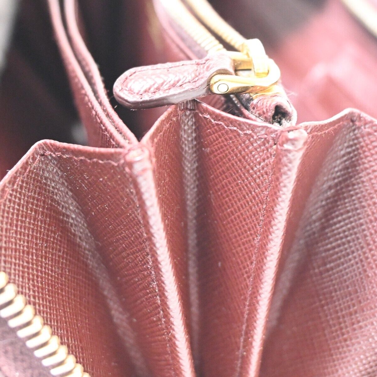 PRADA Logo Saffiano Long Zipper Wallet Purse Leather Brown GHW Italy 02YD998