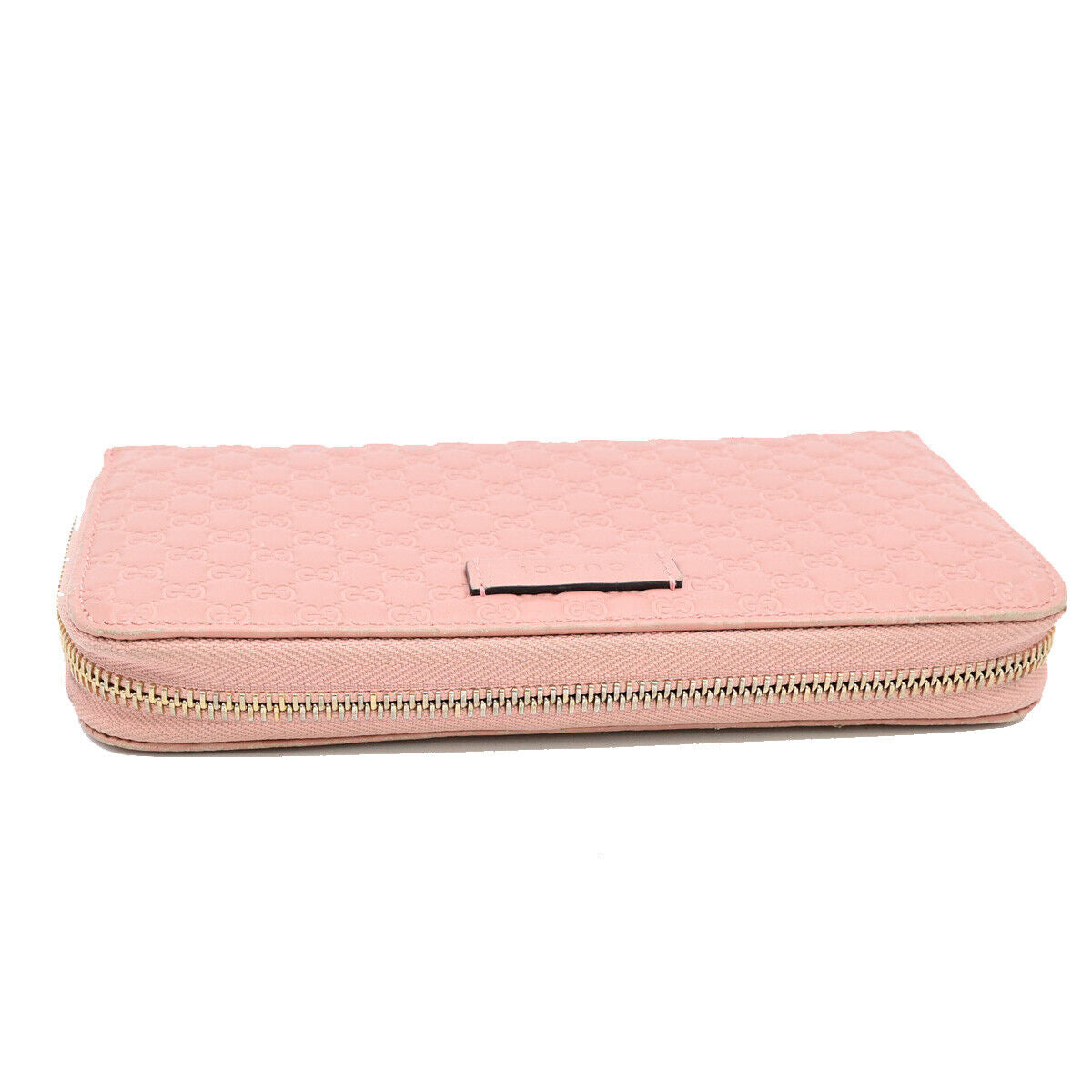 GUCCI Logo Micro GG Guccissima Long Zipper Wallet Leather Pink GHW Italy 39YE519