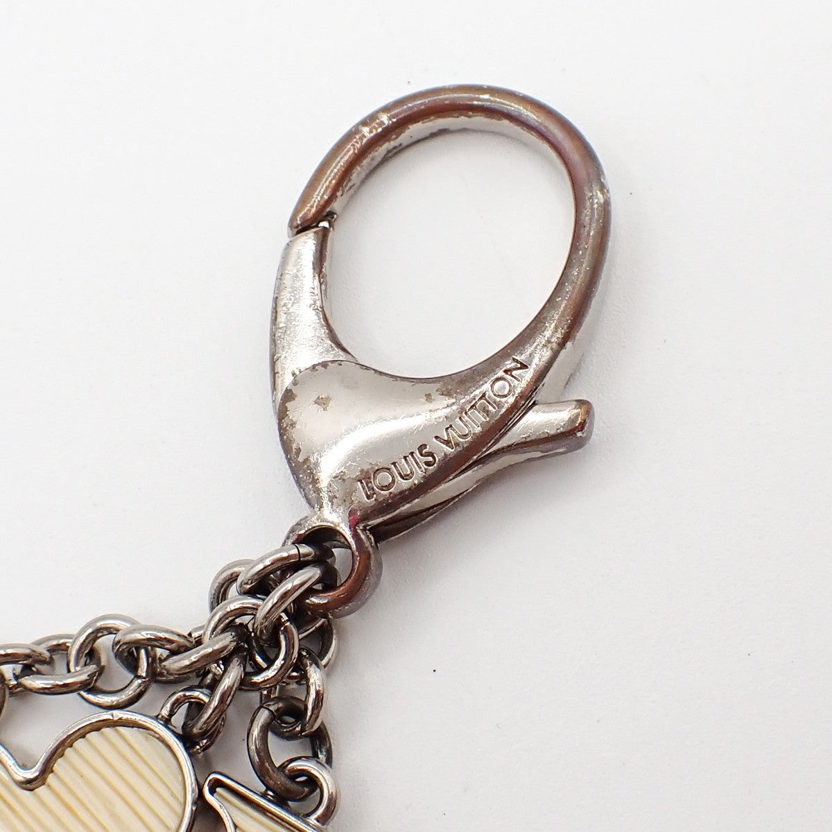 LOUIS VUITTON Logo Bijoux Sac Bag Charm White Silver M65085 69AA127