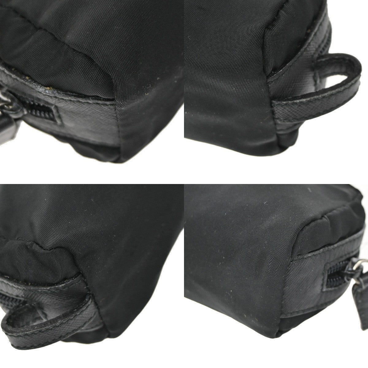 PRADA Logo Tessuto Mini Cosmetic Pouch Nylon Leather Black SHW Italy 09KD207
