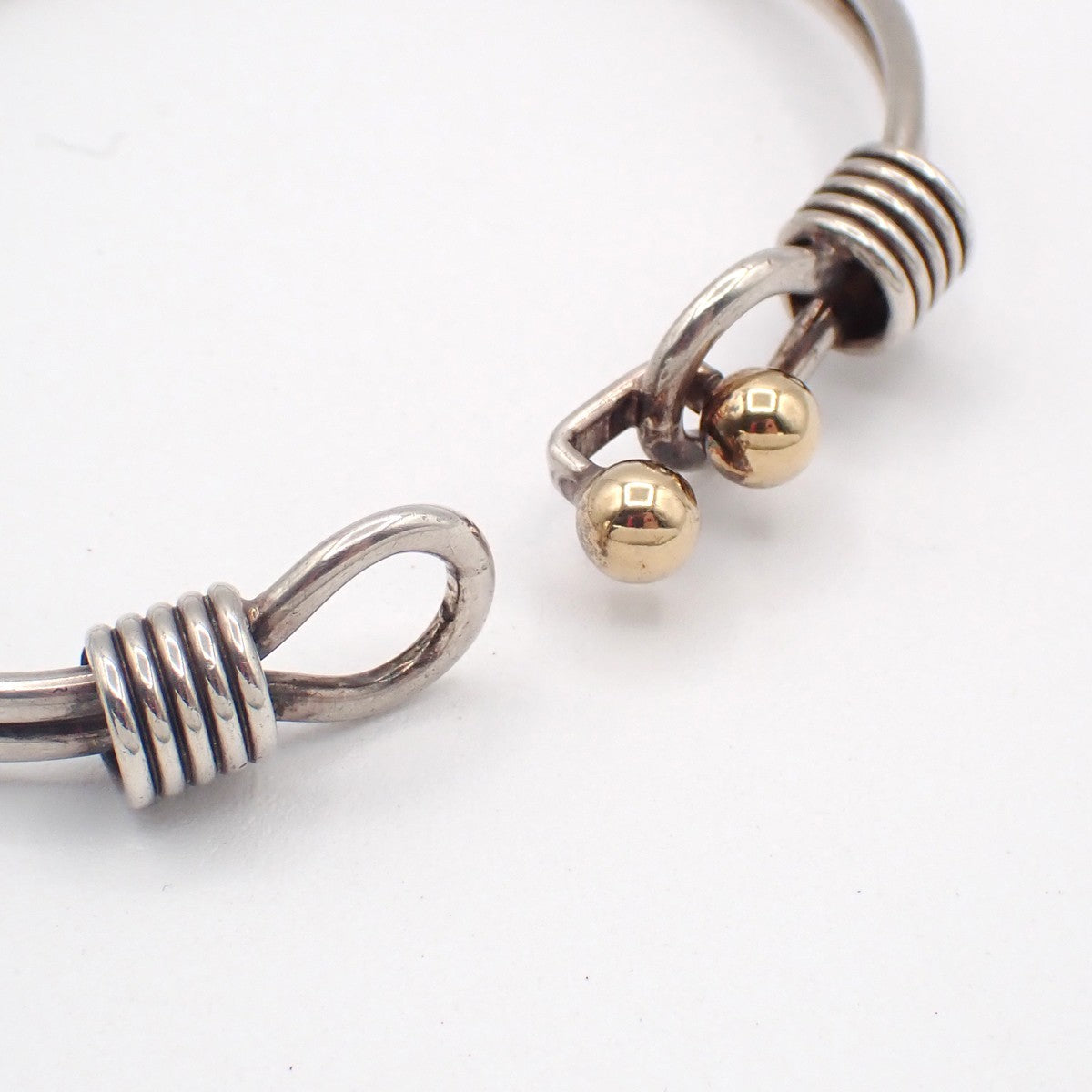 Tiffany & Co. Double Hook and Eye Bangle Bracelet Gold 750/Silver 925 31RL958