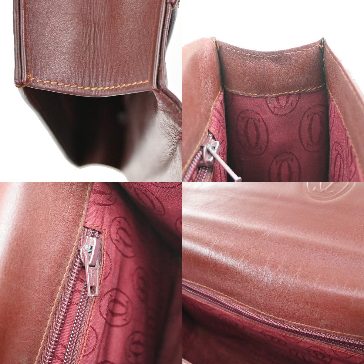 MUST DE CARTIER 2C Logo Hand Bag Leather Red GHW Italy 09KB667