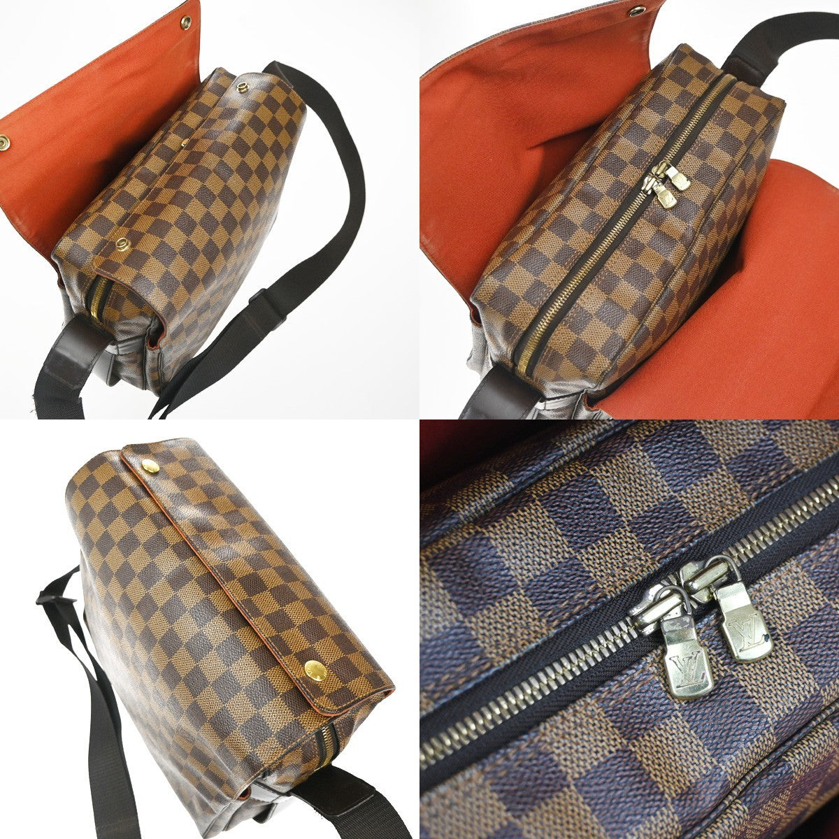 LOUIS VUITTON Naviglio Shoulder Bag Damier Ebene Leather Brown N45255 84KC784