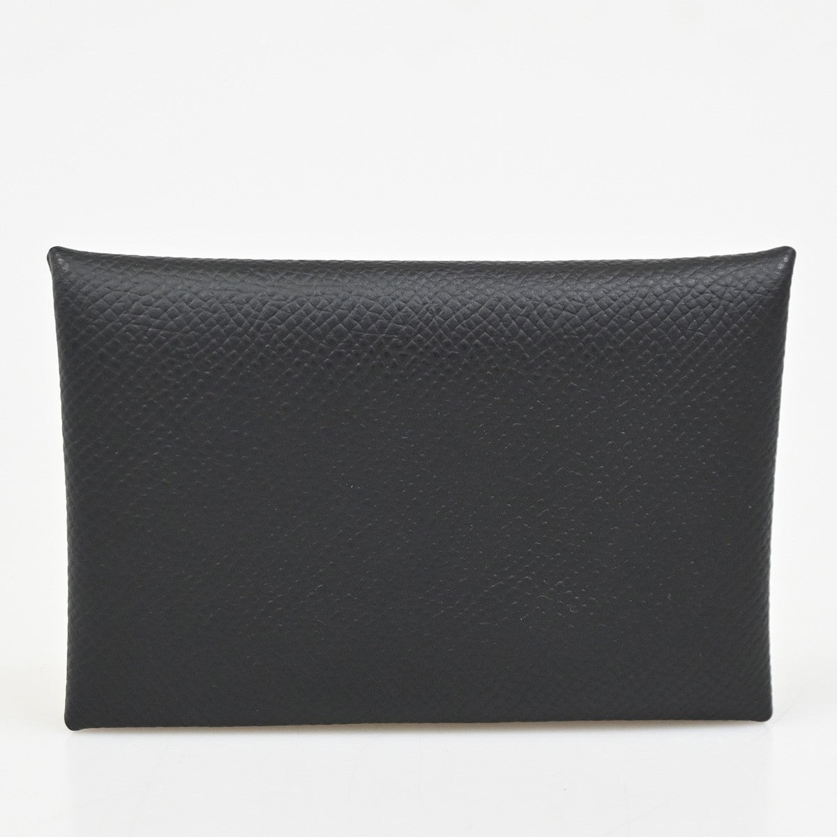 HERMES Logo Calvi Card Case Epsom Leather Black SHW France 72LC614
