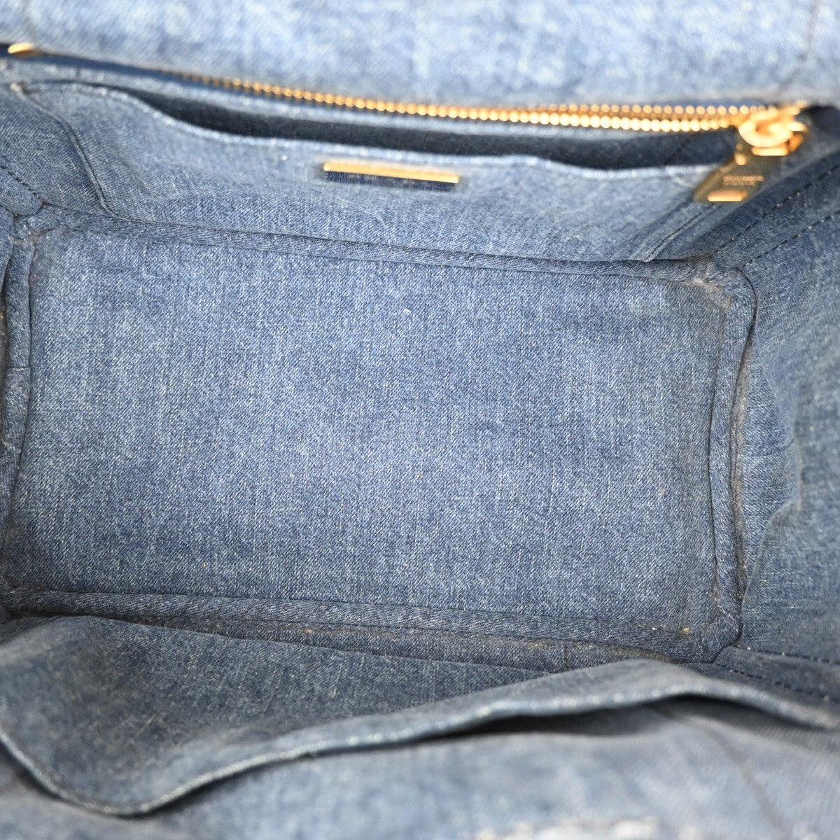 PRADA Logo Canapa 2Way Shoulder Hand Tote Bag Denim Leather Blue GHW 84EE247