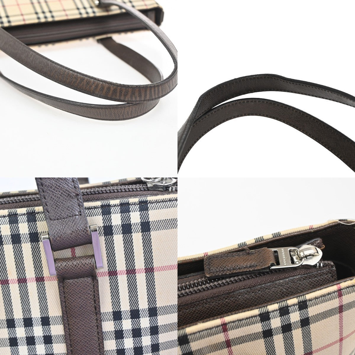 BURBERRY Nova Check Pattern Shoulder Bag Canvas Leather Brown Beige SHW 65KD026