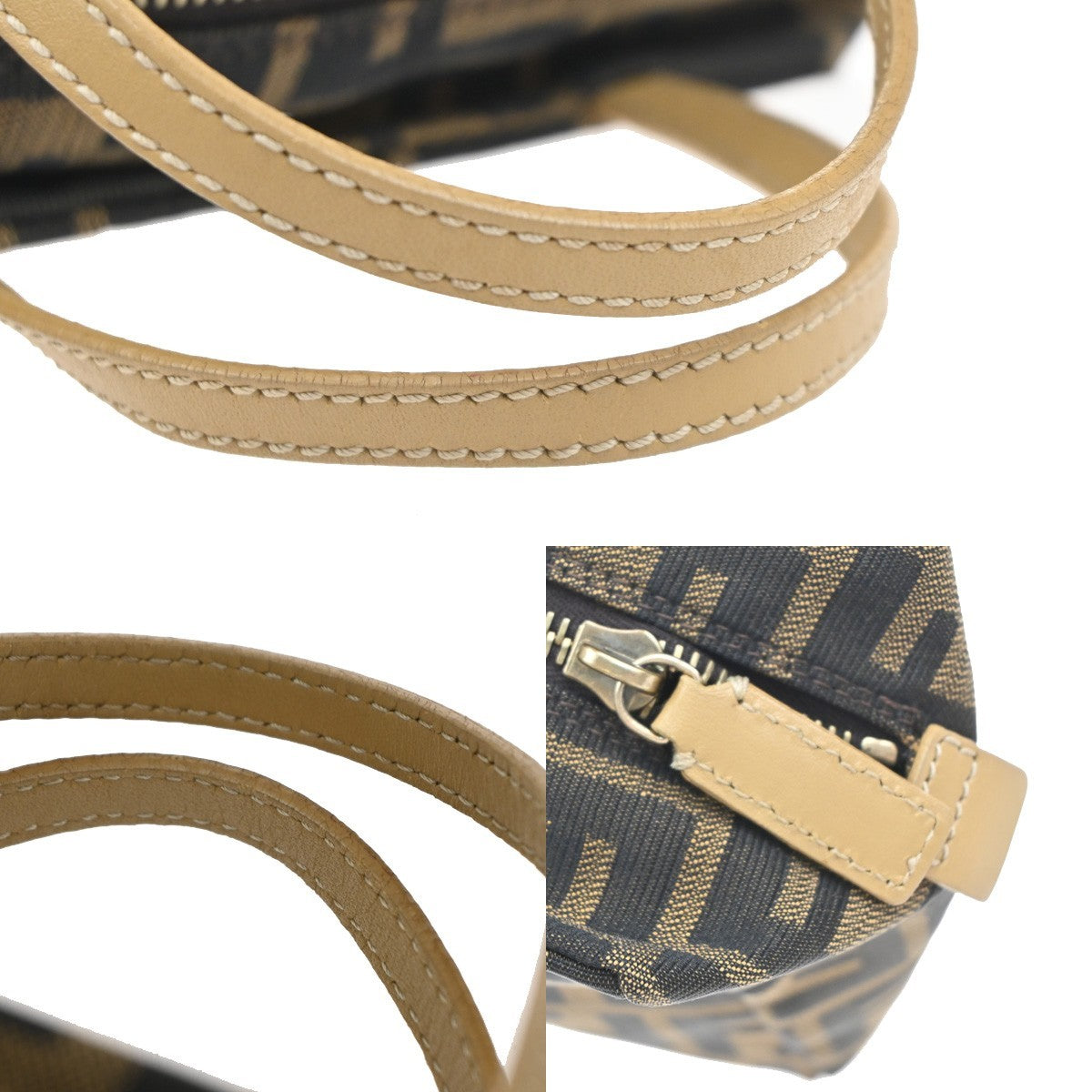 FENDI Logo Zucca Pattern Mini Hand Bag Canvas Leather Brown GHW Italy 83KB556